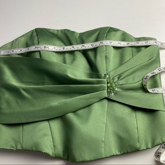 Alfred Angelo formal satin dress clover color 2 piece strapless - Picture 5 of 14